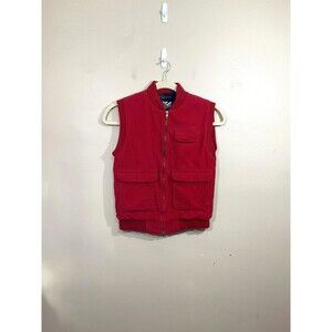 Vintage Mens Full Zip Corduroy Vest S Red Gorpcore Outdoors Pockets 80s 90s